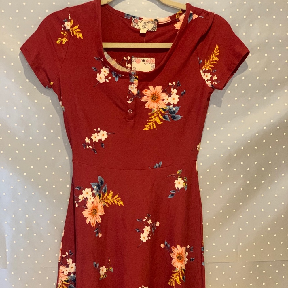 Pink Rose Floral Dress Size Small